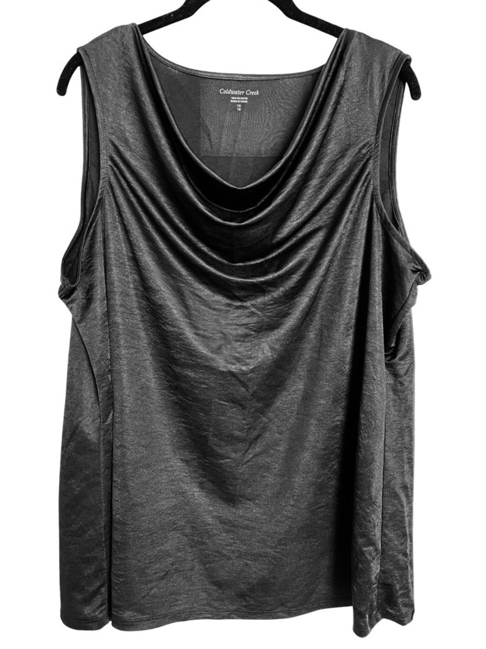 NWT Coldwater Creek Black Luxe Shimmer Shell Tank SZ 1X